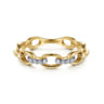 14K Yellow Gold Diamond Link Chain Ring - 0.06 ct