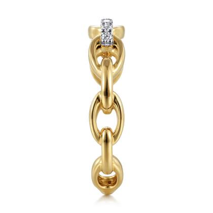 14K Yellow Gold Diamond Link Chain Ring