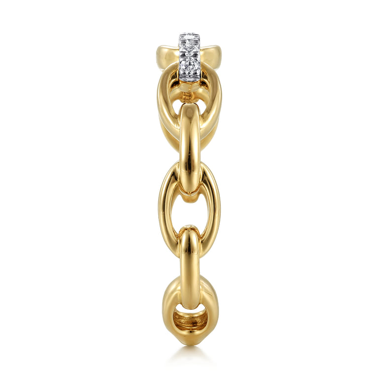 14K Yellow Gold Diamond Link Chain Ring - 0.06 ct - Shot 4