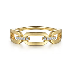 14K Yellow Gold Diamond Link Chain Ring