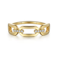 14K Yellow Gold Diamond Link Chain Ring