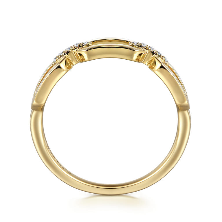 14K Yellow Gold Diamond Link Chain Ring - 0.04 ct - Shot 2