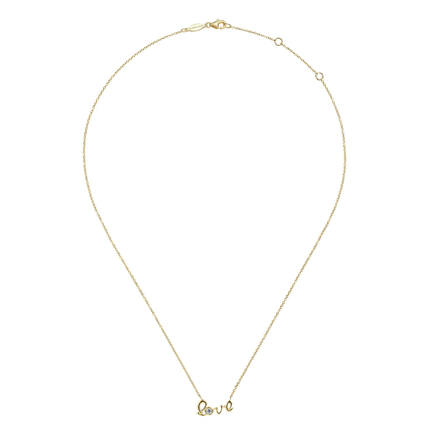 14K Yellow Gold Diamond Love Pendant Necklace @ $550. Shop
