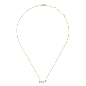 14K Yellow Gold Diamond Love Pendant Necklace