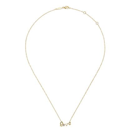14K Yellow Gold Diamond Love Pendant Necklace