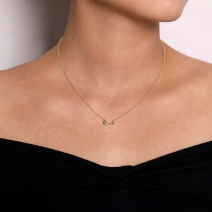 14K Yellow Gold Diamond Love Pendant Necklace