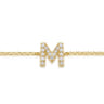 14K Yellow Gold Diamond M Initial Chain Bracelet - 0.09 ct