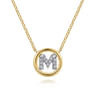 14K Yellow Gold Diamond M Initial Pendant Necklace - 0.05 ct
