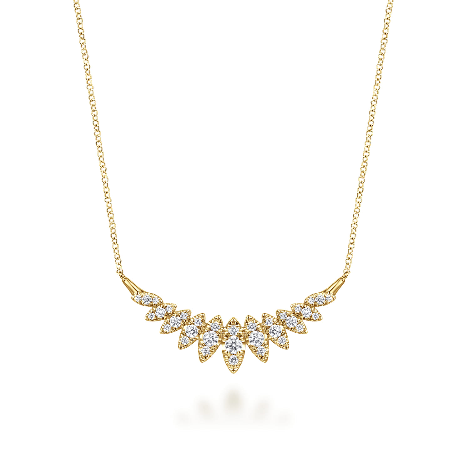 14K Yellow Gold Diamond Marquise Bar Necklace - 0.75 ct - Shot 1
