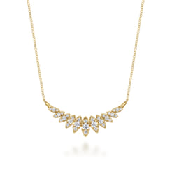 14K Yellow Gold Diamond Marquise Bar Necklace