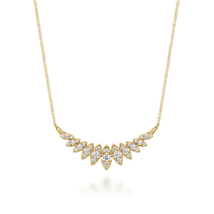 14K Yellow Gold Diamond Marquise Bar Necklace
