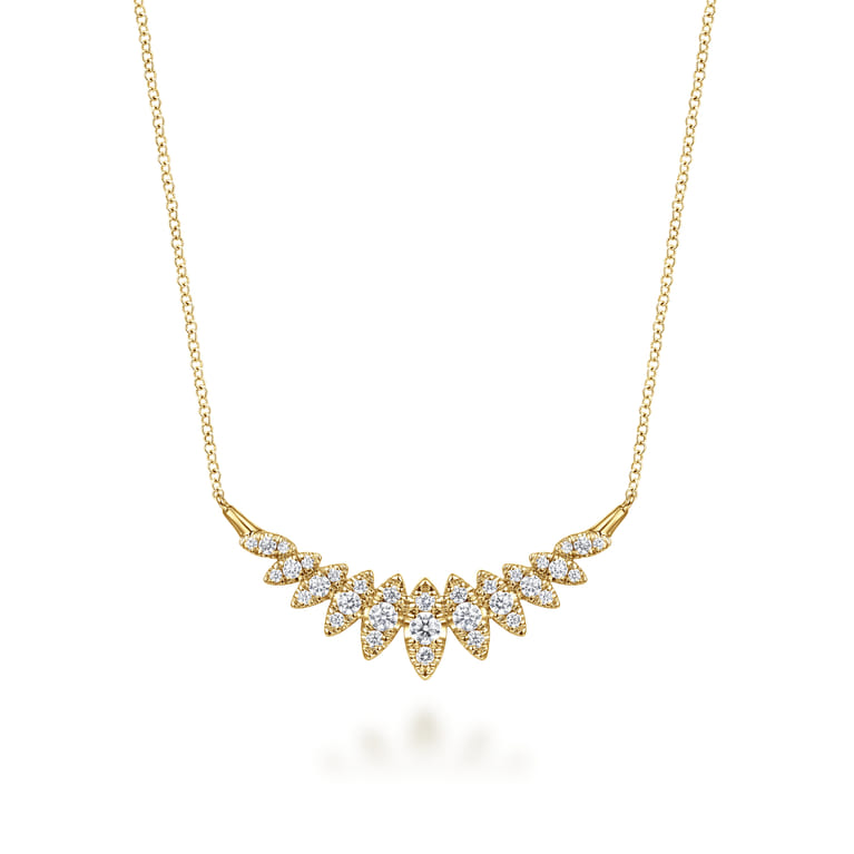 14K Yellow Gold Diamond Marquise Bar Necklace - 0.75 ct - Shot 1