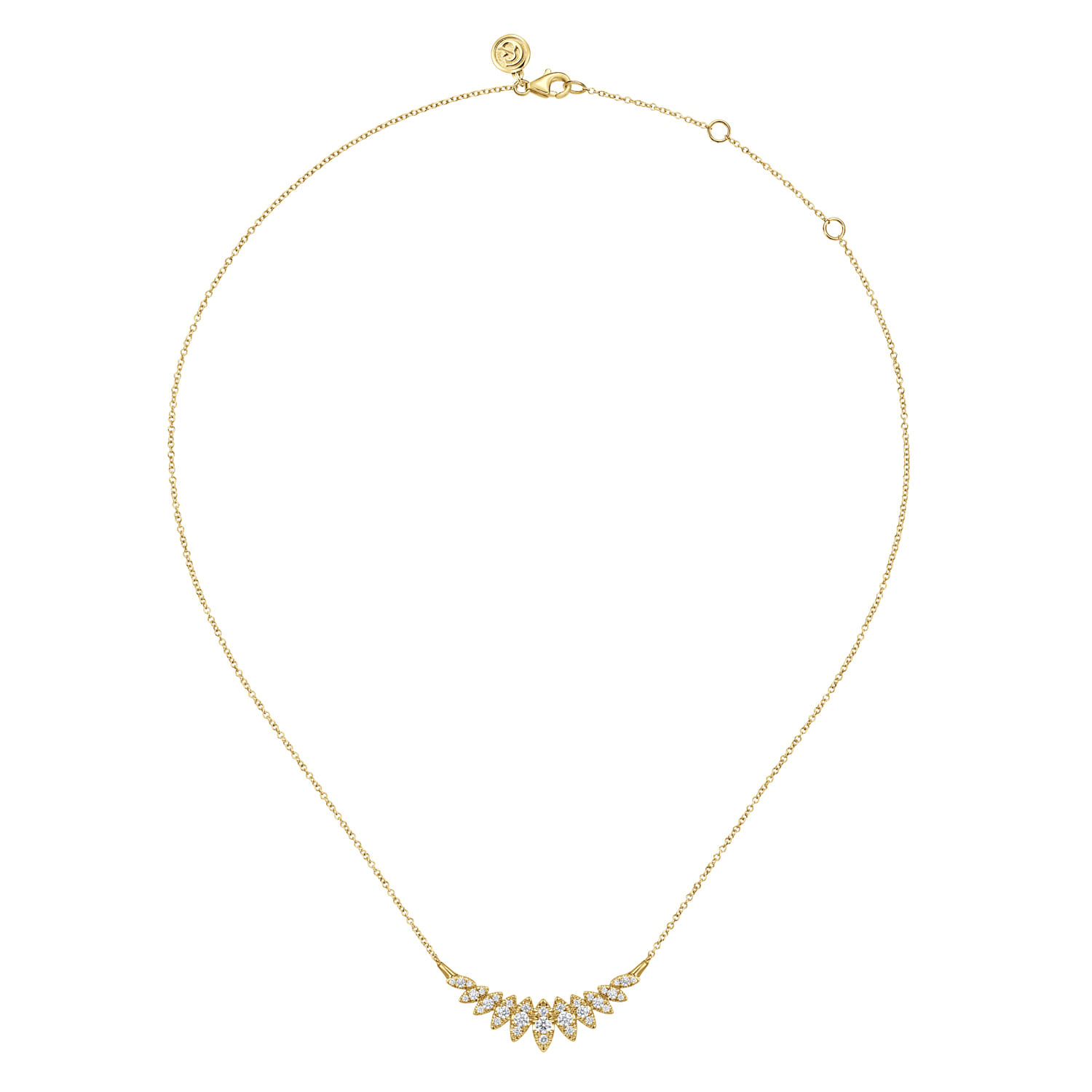 14K Yellow Gold Diamond Marquise Bar Necklace - 0.75 ct - Shot 2