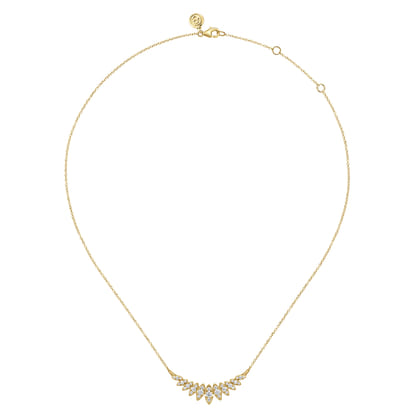 14K Yellow Gold Diamond Marquise Bar Necklace