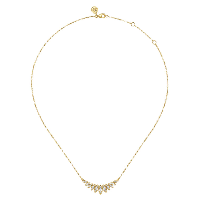 14K Yellow Gold Diamond Marquise Bar Necklace - 0.75 ct - Shot 2