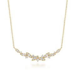 14K Yellow Gold Diamond Marquise Bar Necklace