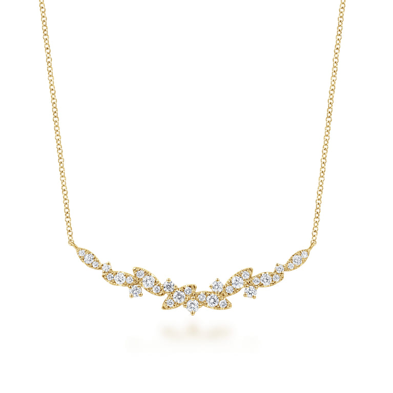 14K Yellow Gold Diamond Marquise Bar Necklace - Shot 1