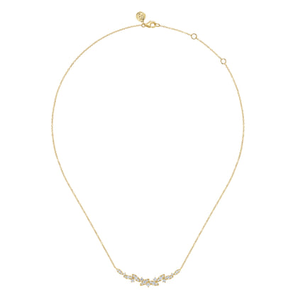 14K Yellow Gold Diamond Marquise Bar Necklace