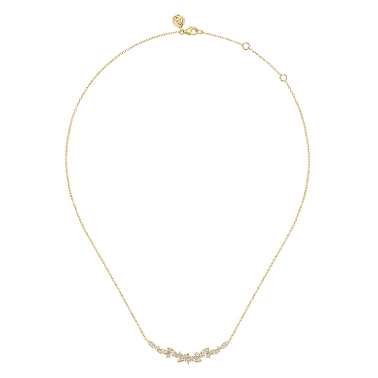 14K Yellow Gold Diamond Marquise Bar Necklace - Shot 2