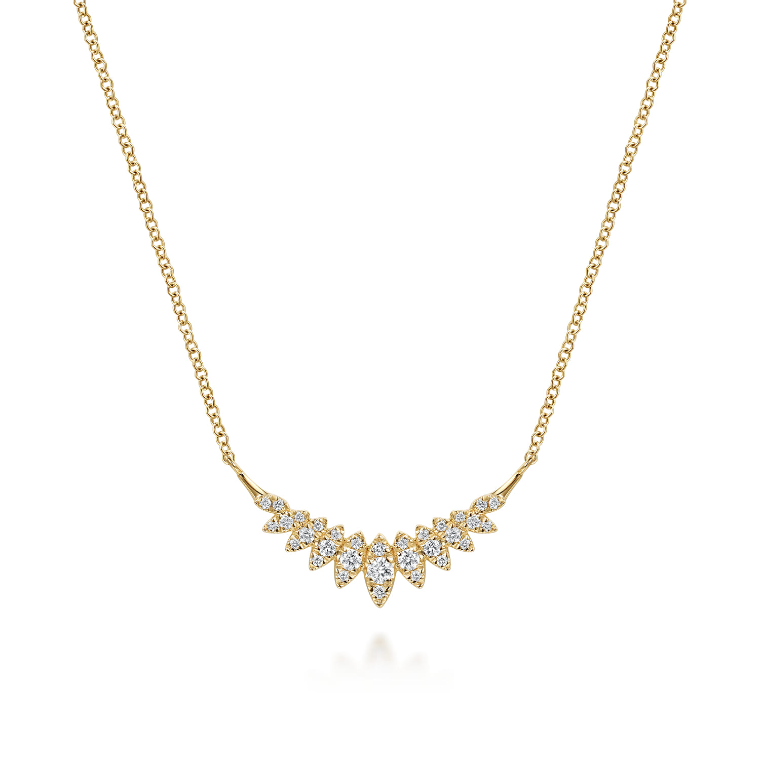 14K Yellow Gold Diamond Marquise Curved Bar Necklace - 0.25 ct - Shot 1