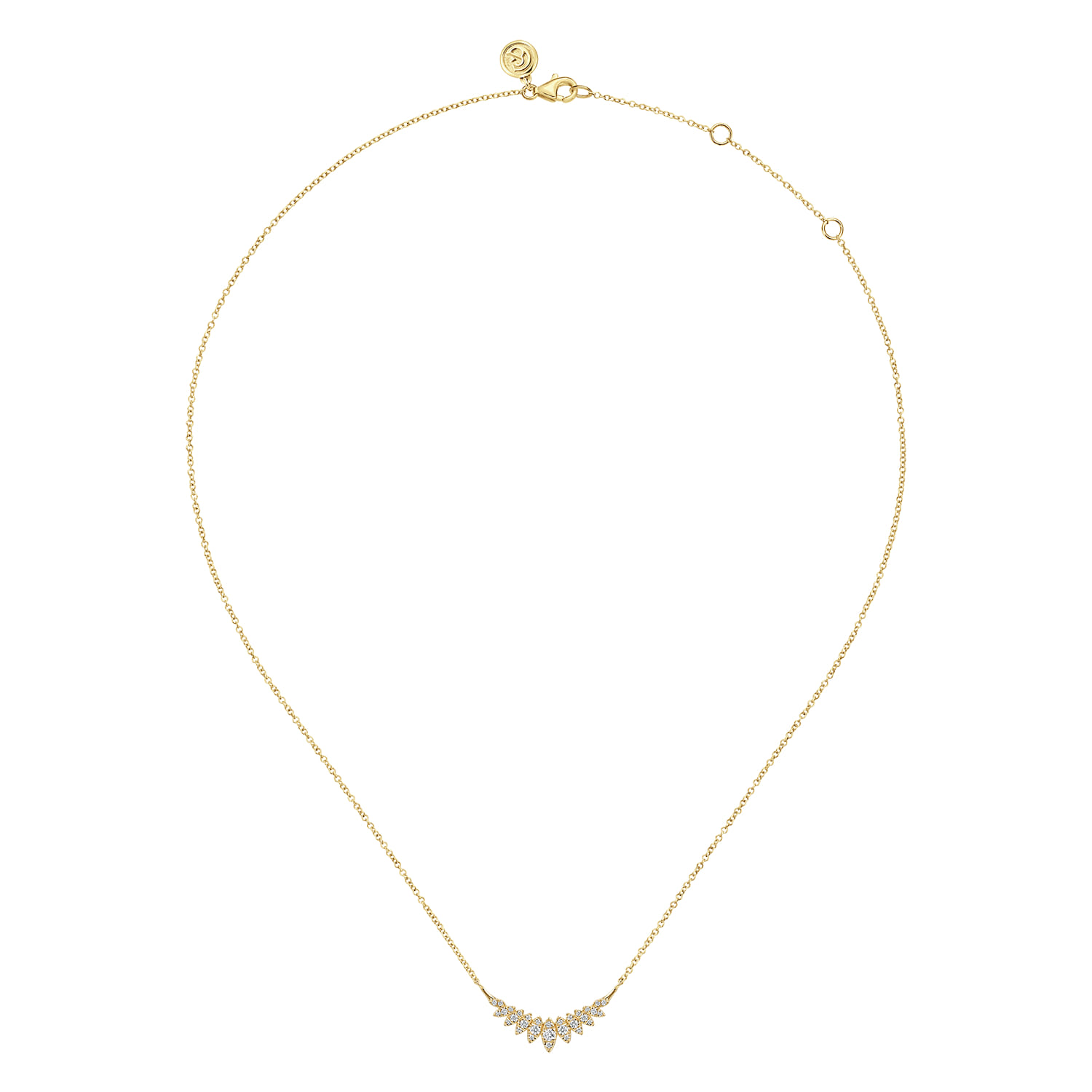 14K Yellow Gold Diamond Marquise Curved Bar Necklace - 0.25 ct - Shot 2