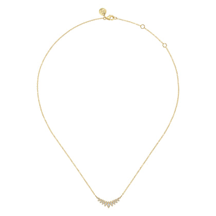 14K Yellow Gold Diamond Marquise Curved Bar Necklace