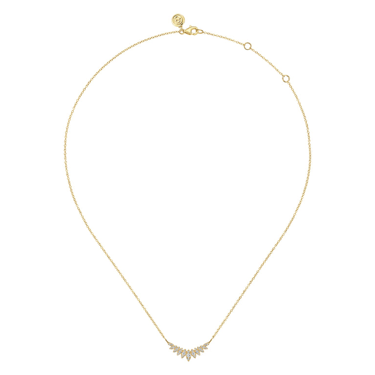 14K Yellow Gold Diamond Marquise Curved Bar Necklace - 0.25 ct - Shot 2