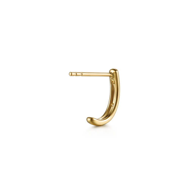 14K Yellow Gold Diamond Marquise J Hoop Earrings - 0.04 ct - Shot 2