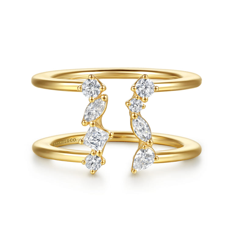 14K Yellow Gold Diamond Marquise Open Smart Ring Enhancer - 0.5 ct - Shot 1