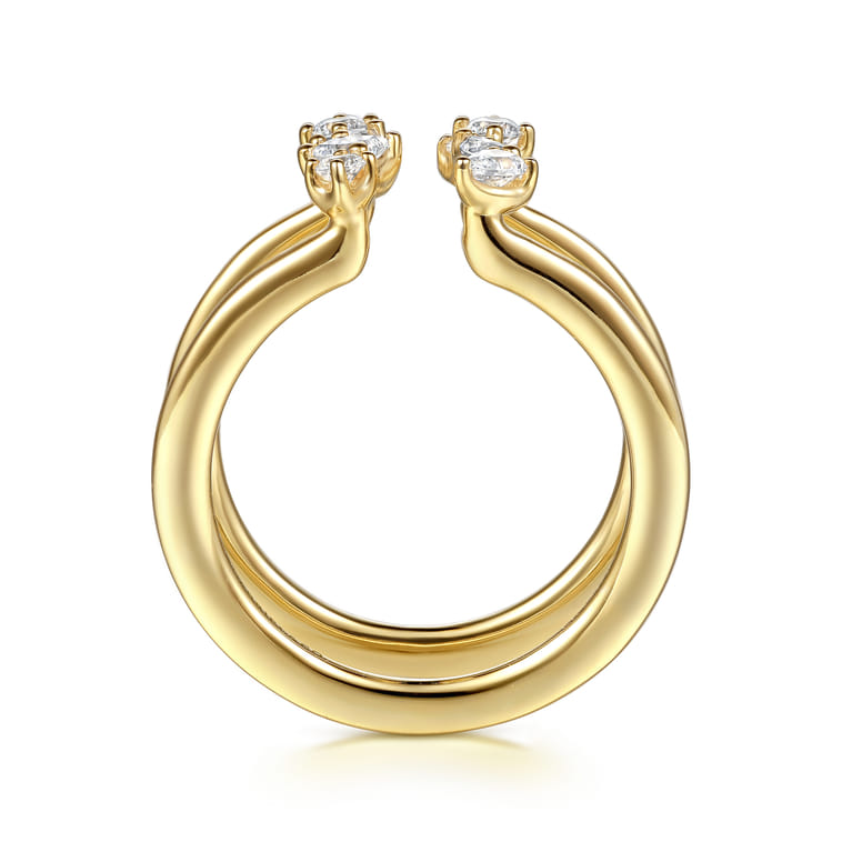 14K Yellow Gold Diamond Marquise Open Smart Ring Enhancer - 0.5 ct - Shot 2