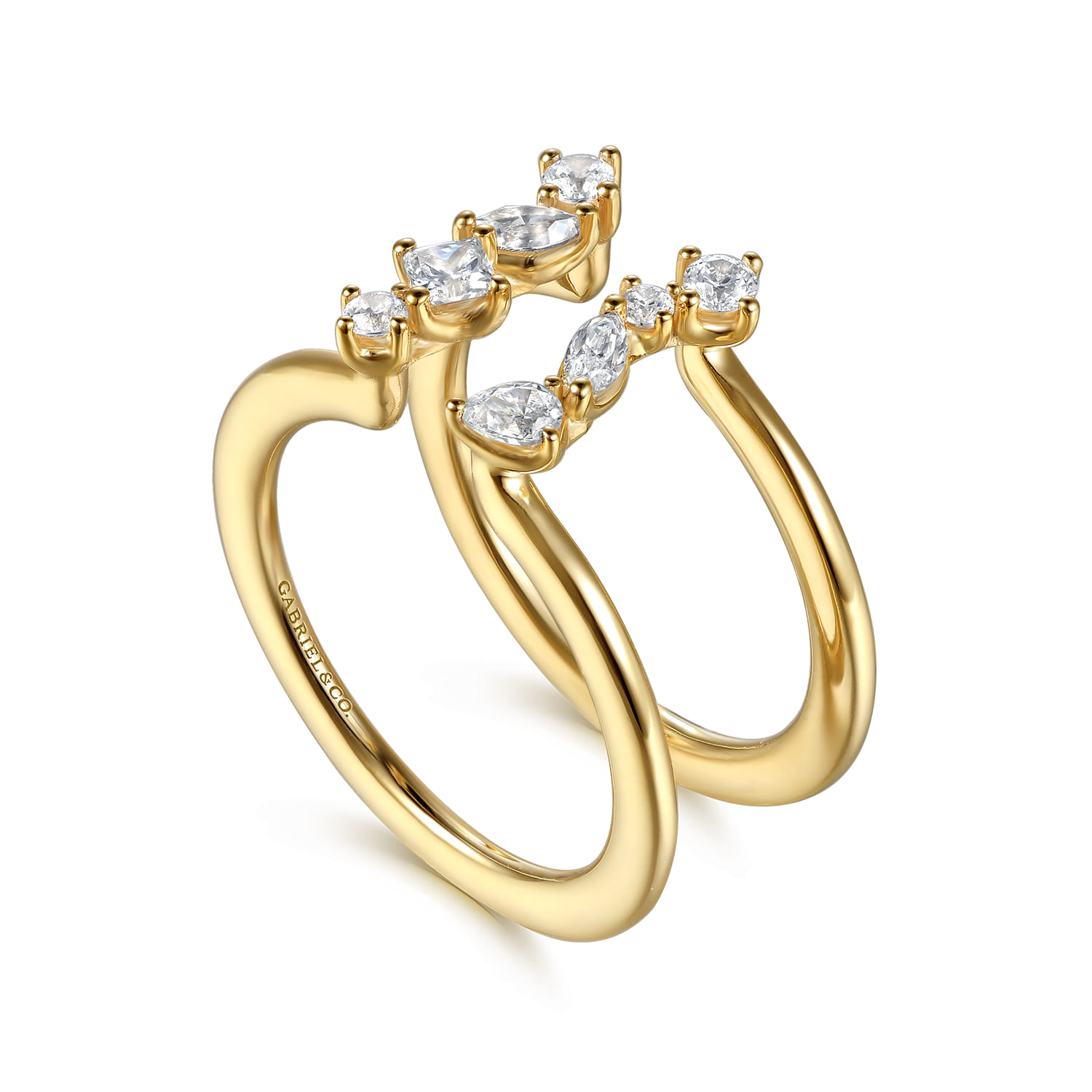 14K Yellow Gold Diamond Marquise Open Smart Ring Enhancer - 0.5 ct - Shot 3