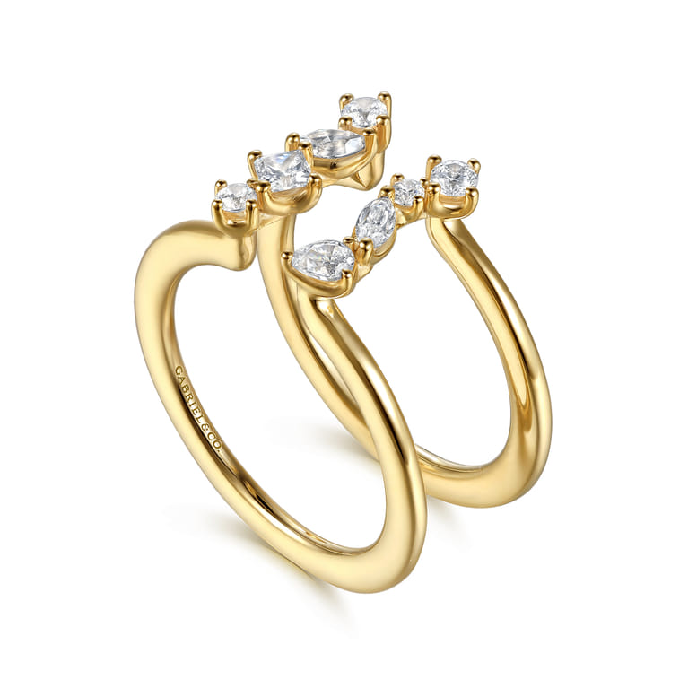 14K Yellow Gold Diamond Marquise Open Smart Ring Enhancer - 0.5 ct - Shot 3