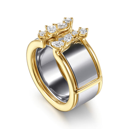 14K Yellow Gold Diamond Marquise Open Smart Ring Enhancer