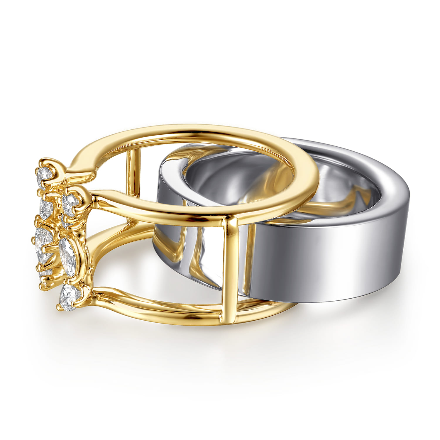 14K Yellow Gold Diamond Marquise Open Smart Ring Enhancer - 0.55 ct - Shot 6
