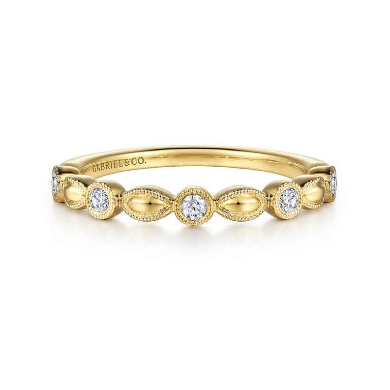 14K Yellow Gold Diamond Marquise Shape Stackable Ring - 0.15 ct - Shot 1