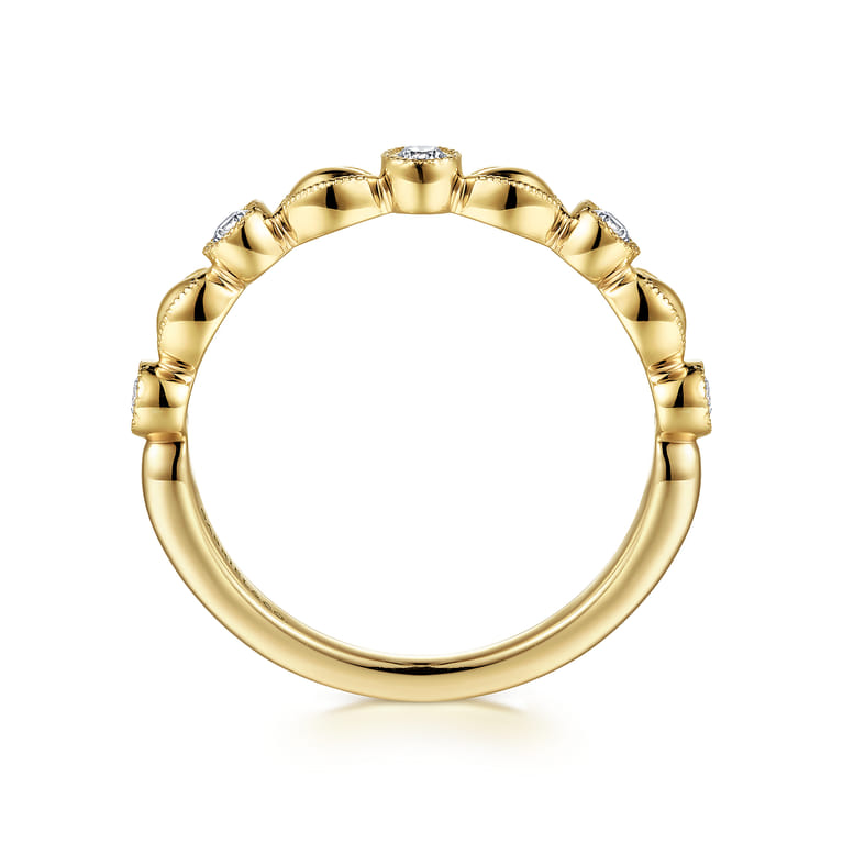 14K Yellow Gold Diamond Marquise Shape Stackable Ring - 0.15 ct - Shot 2