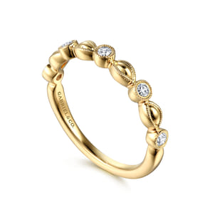 14K Yellow Gold Diamond Marquise Shape Stackable Ring