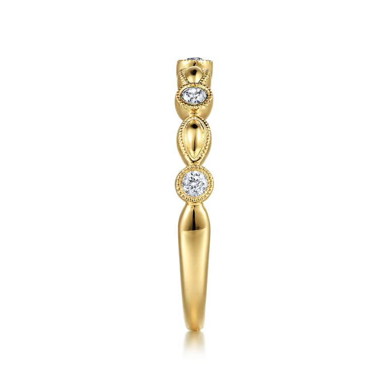 14K Yellow Gold Diamond Marquise Shape Stackable Ring - 0.15 ct - Shot 4