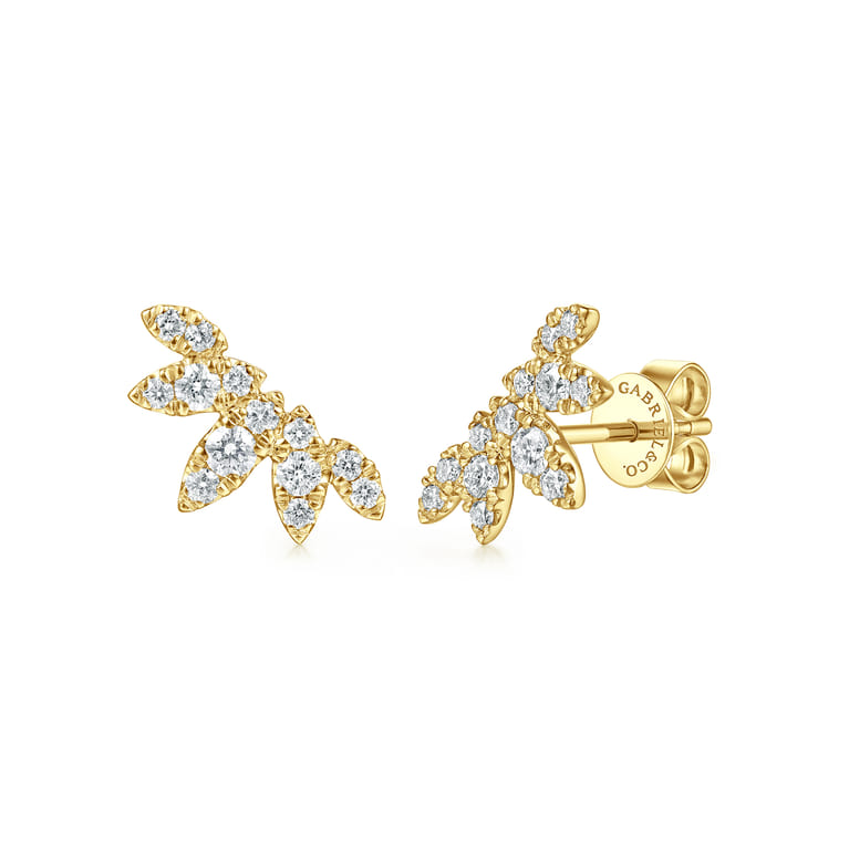 14K Yellow Gold Diamond Marquise Stud Earrings - 0.4 ct - Shot 1