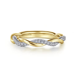 14K Yellow Gold Diamond Matching Wedding Band with White Rhodium