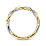 14K Yellow Gold Diamond Matching Wedding Band with White Rhodium - 0.14 ct