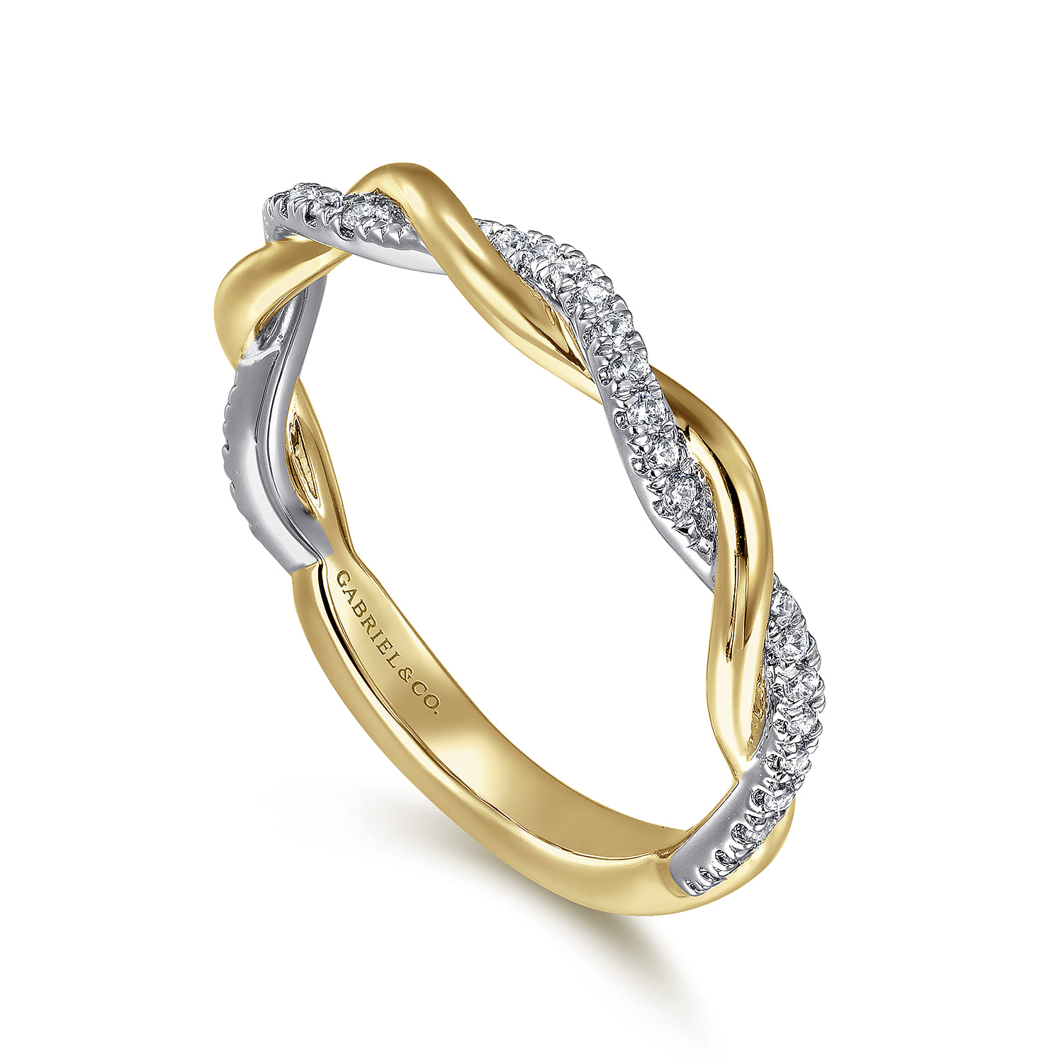 14K Yellow Gold Diamond Matching Wedding Band with White Rhodium - 0.14 ct - Shot 3