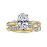14K Yellow Gold Diamond Matching Wedding Band with White Rhodium - 0.14 ct