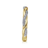 14K Yellow Gold Diamond Matching Wedding Band with White Rhodium - 0.14 ct