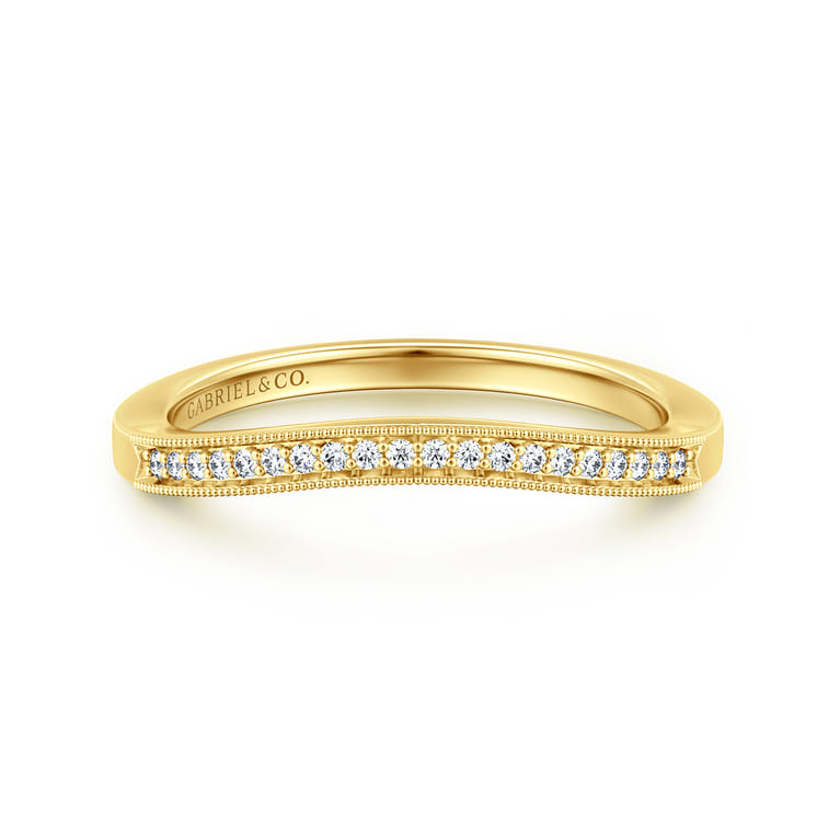 14K Yellow Gold Diamond Matching Wedding Band - 0.08 ct - Shot 1