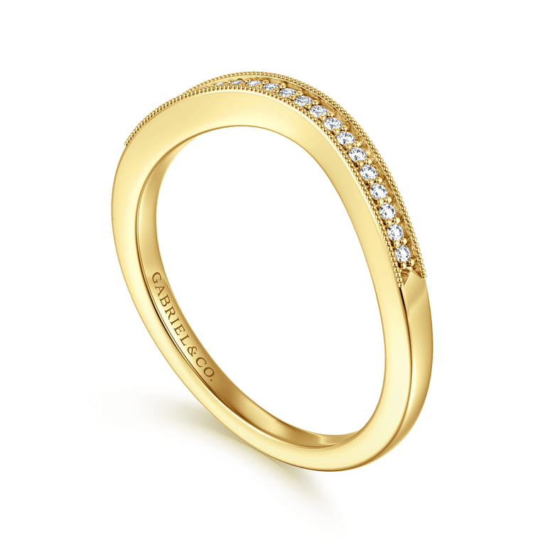 14K Yellow Gold Diamond Matching Wedding Band - 0.08 ct - Shot 3
