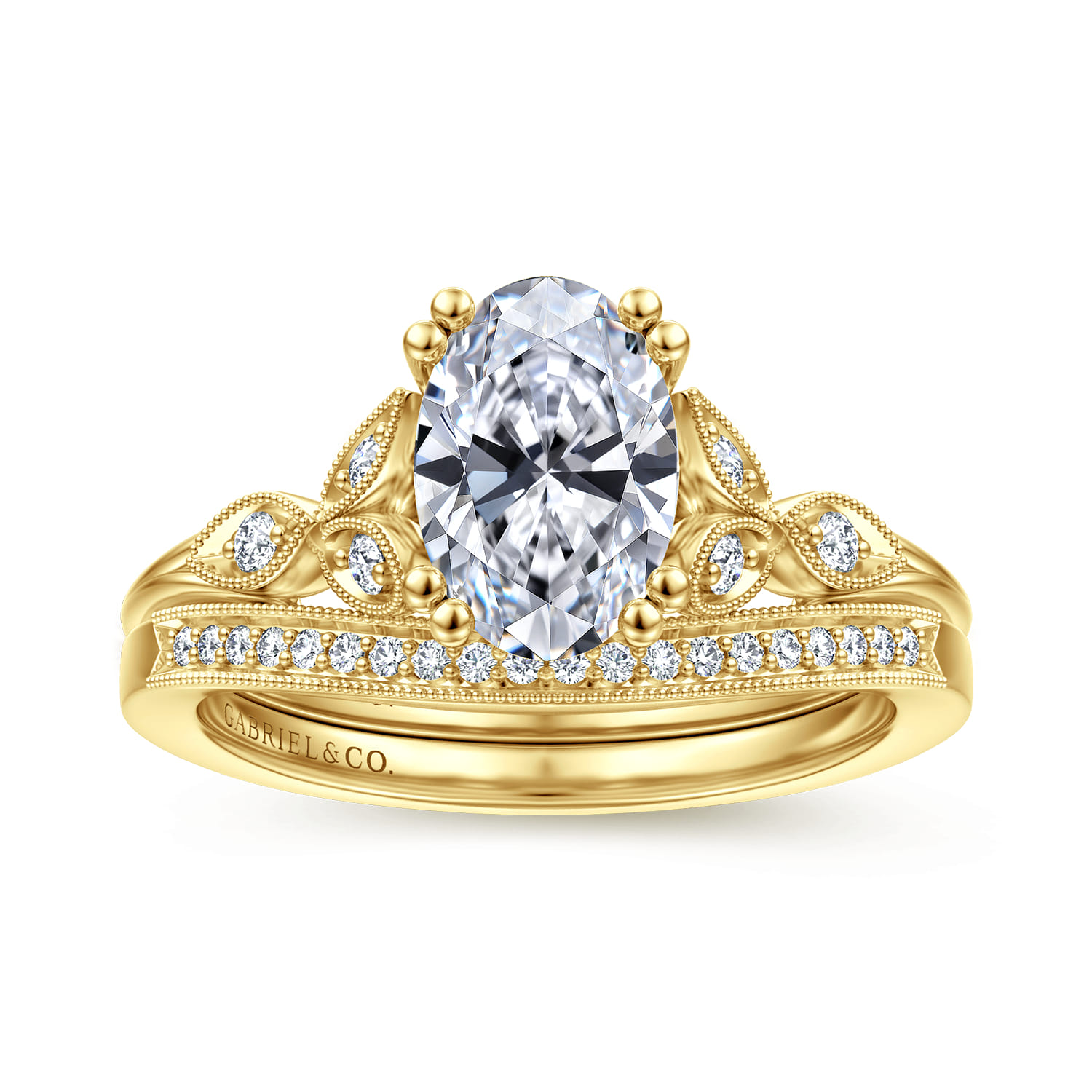 14K Yellow Gold Diamond Matching Wedding Band - 0.08 ct - Shot 4