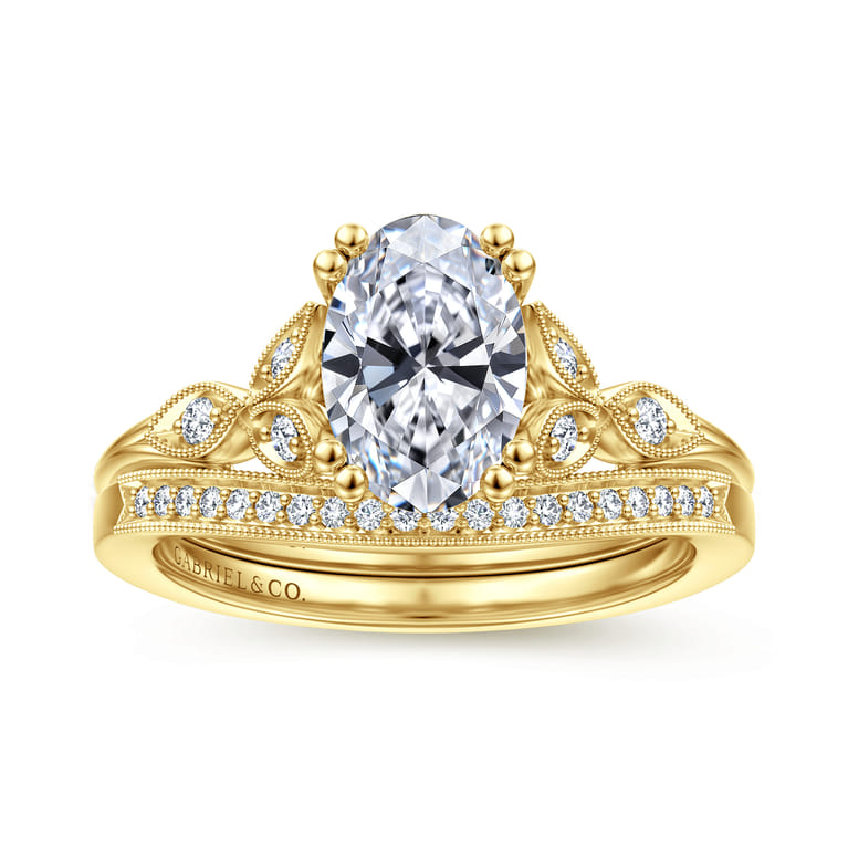 14K Yellow Gold Diamond Matching Wedding Band - 0.08 ct - Shot 4