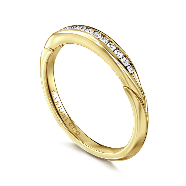 14K Yellow Gold Diamond Matching Wedding Band - 0.11 ct - Shot 3
