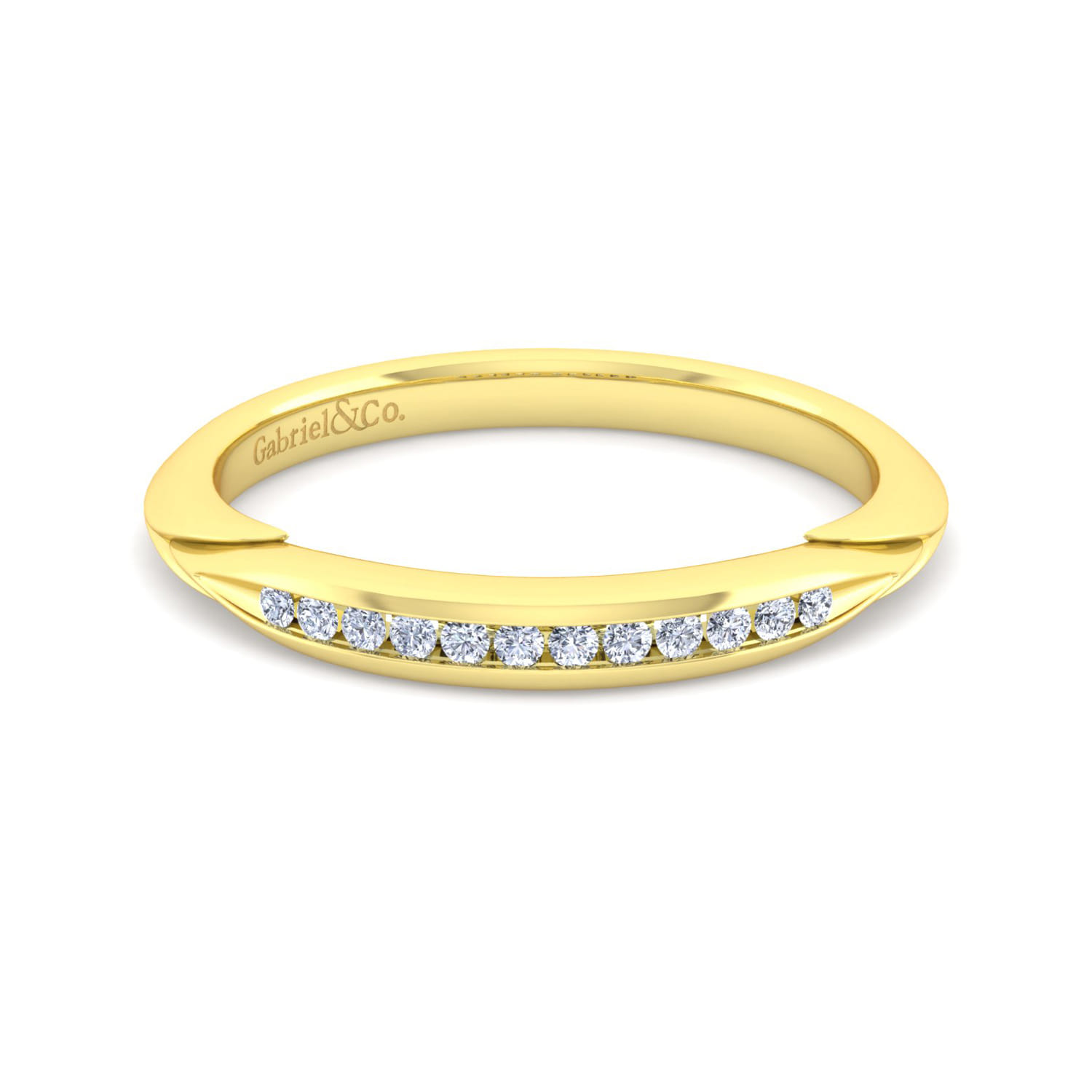 14K Yellow Gold Diamond Matching Wedding Band - 0.11 ct - Shot 1